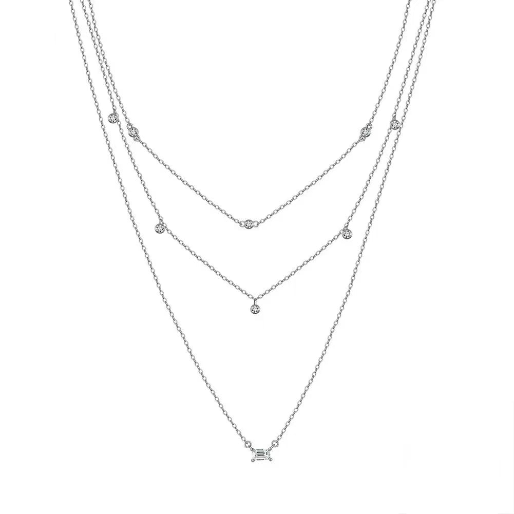 Triple Layer Zircon Necklace – Sterling Silver or Gold Plated
