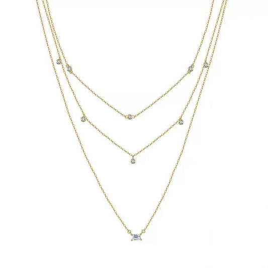Triple Layer Zircon Necklace – Sterling Silver or Gold Plated