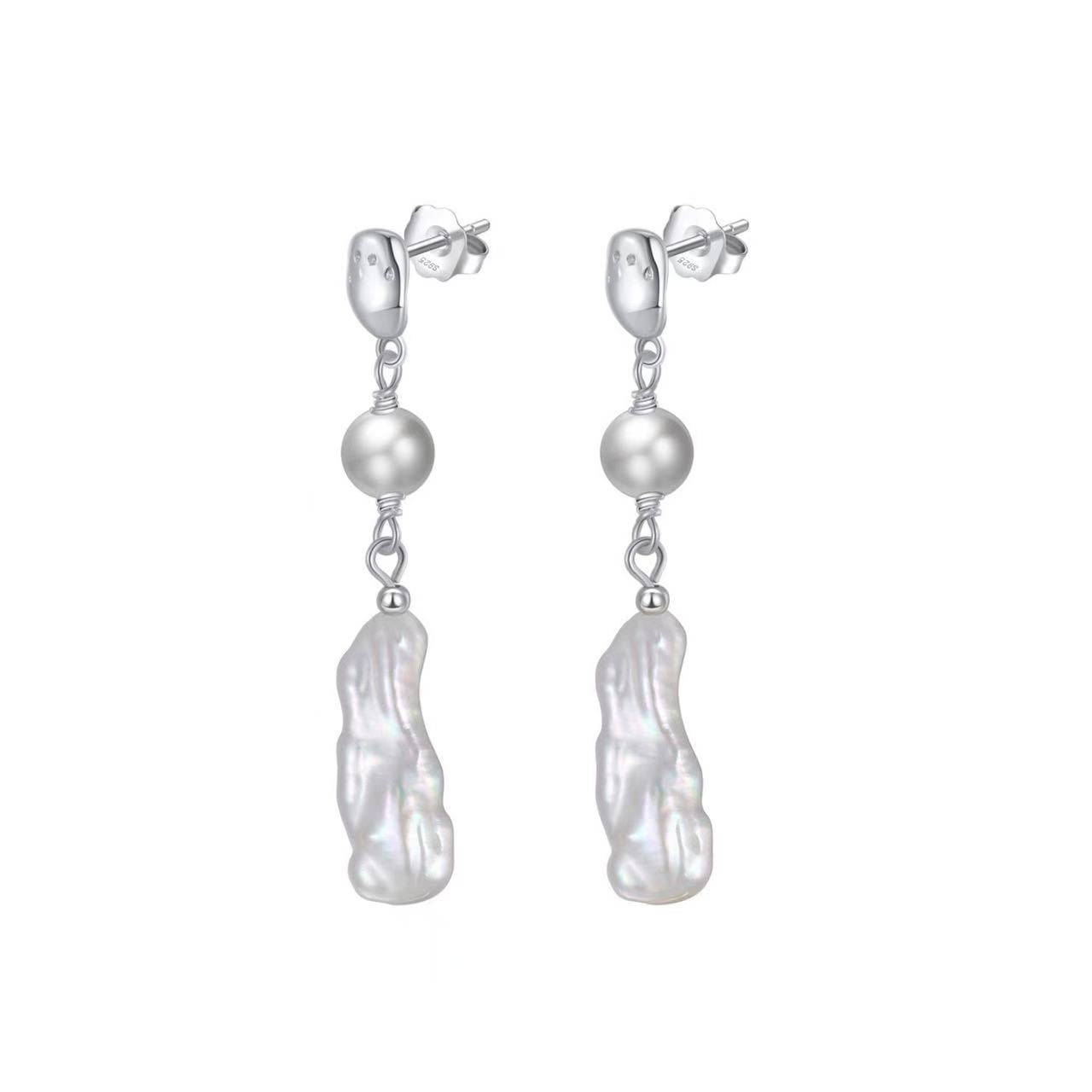 Ocean Drip – Baroque & Round Freshwater Pearl Drop Earrings