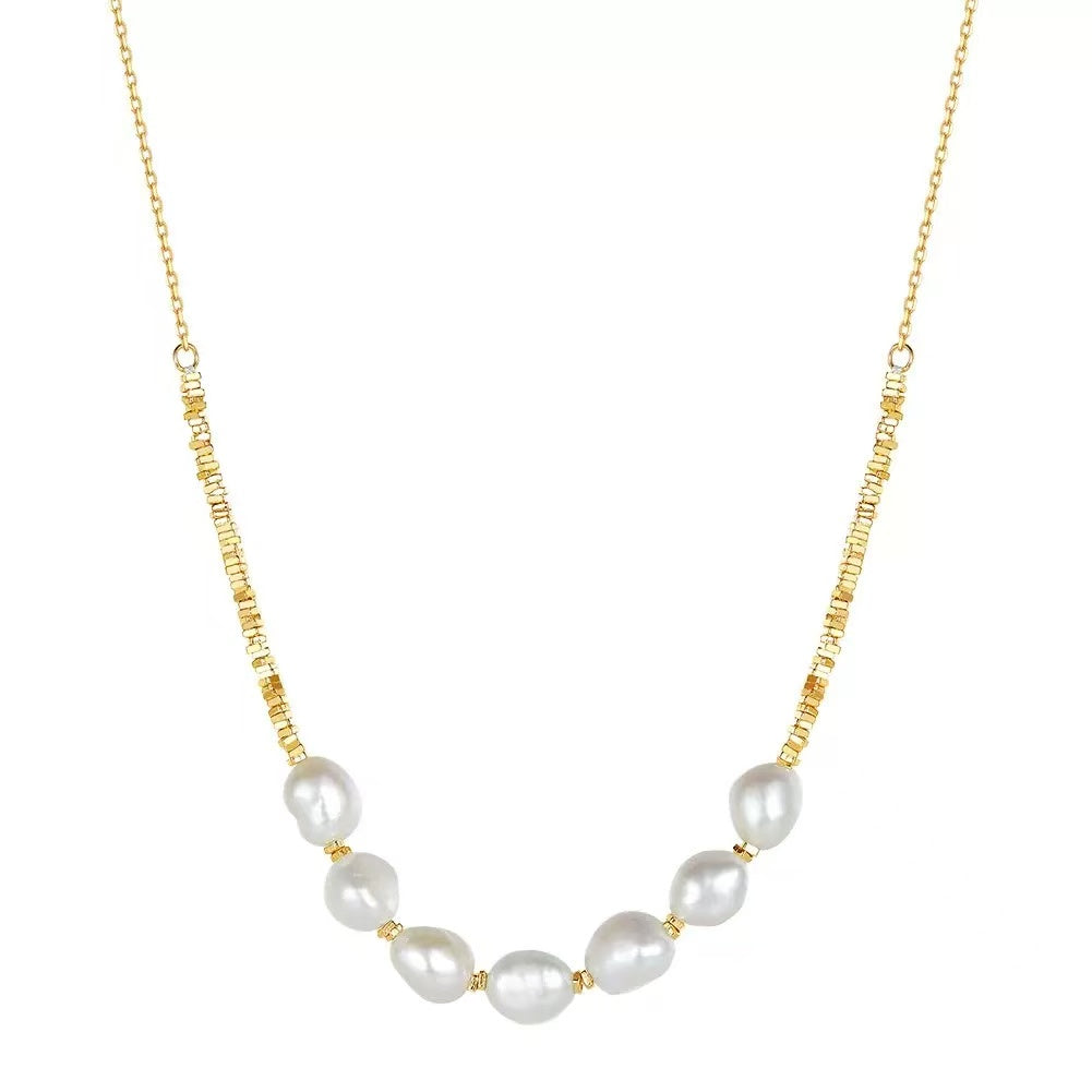 Baroque Pearl Bead Necklace – Sterling Silver or Gold Plated