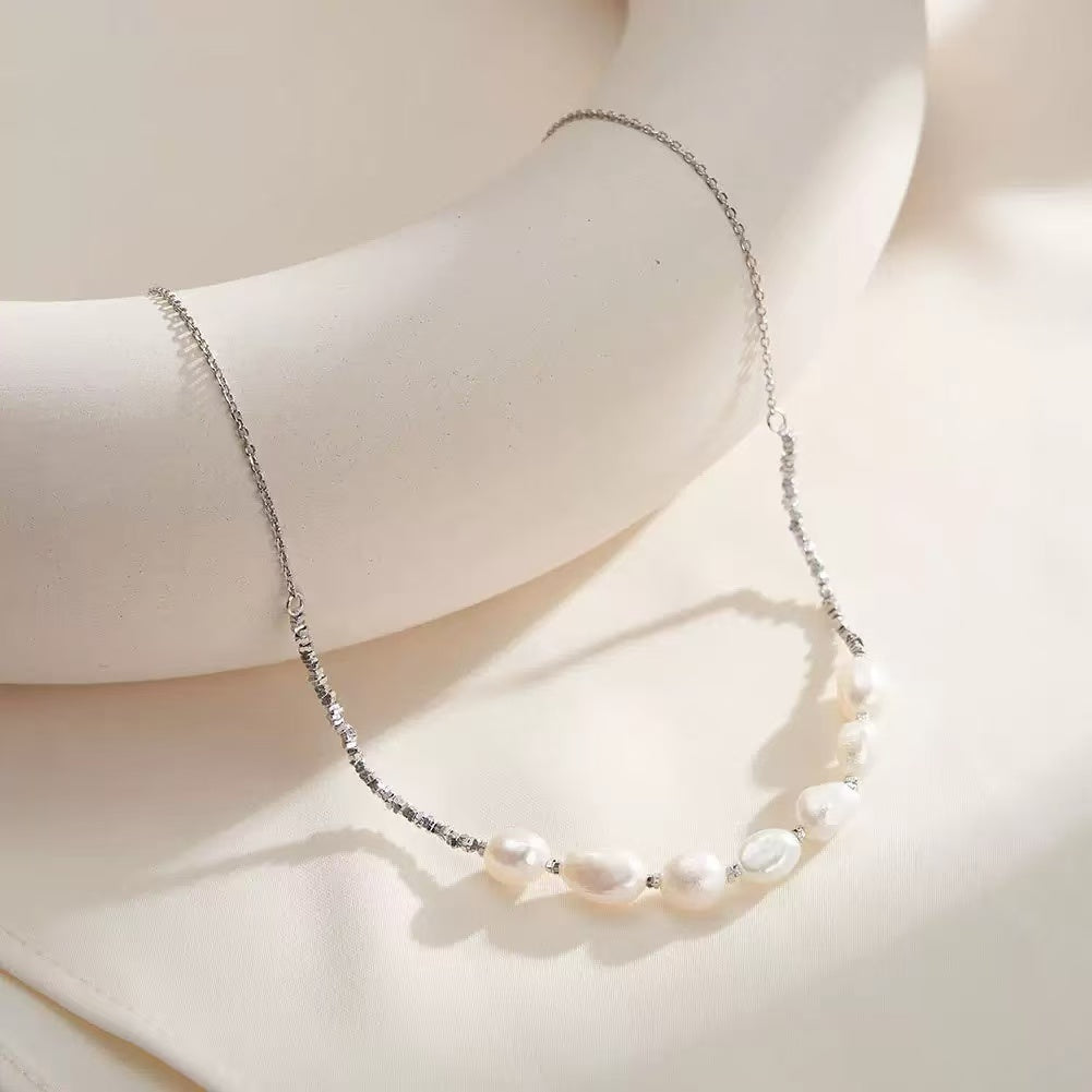 Baroque Pearl Bead Necklace – Sterling Silver or Gold Plated