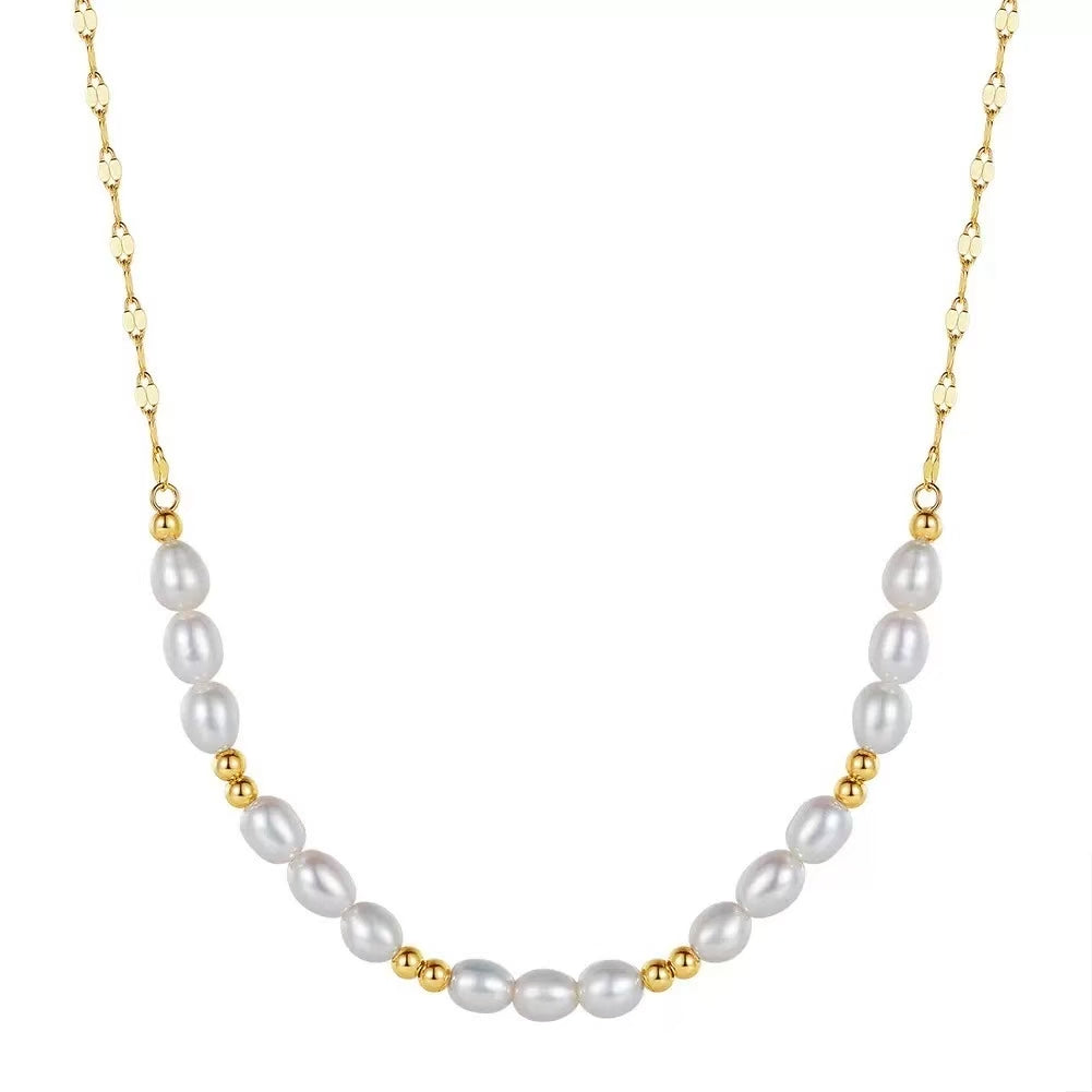 Baroque Pearl Link Necklace – Sterling Silver or Gold Plated