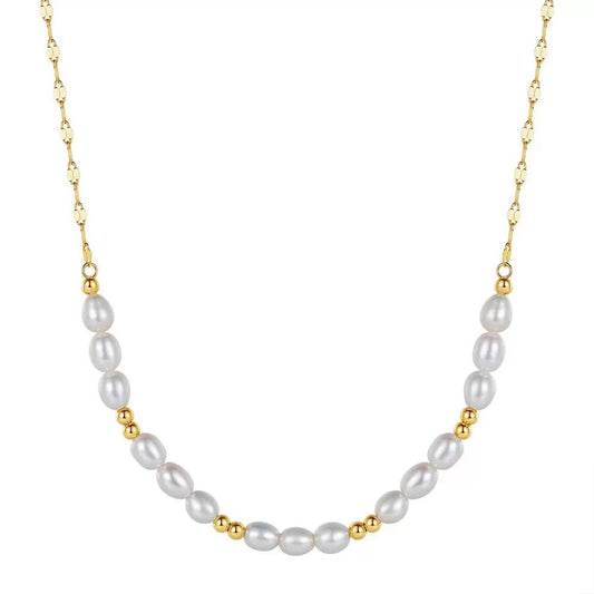 Baroque Pearl Link Necklace – Sterling Silver or Gold Plated