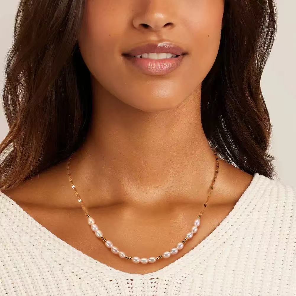 Baroque Pearl Link Necklace – Sterling Silver or Gold Plated