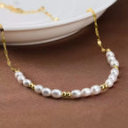 Golden Bead Pearl Necklace Pendant Necklaces