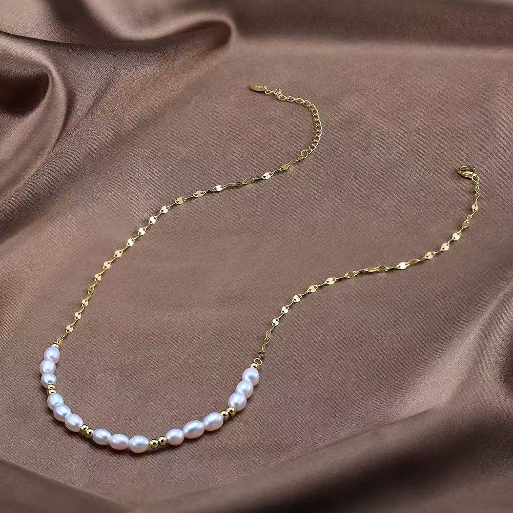 Baroque Pearl Link Necklace – Sterling Silver or Gold Plated