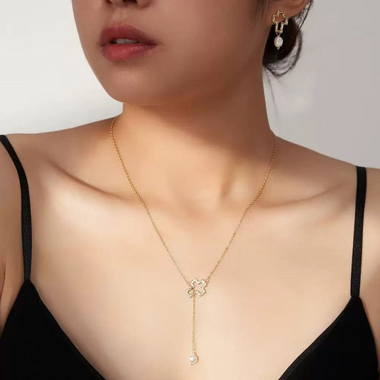 Cross & Pearl Drop Necklace – Sterling Silver or Gold Plated