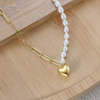 Heart Pearl Link Necklace Pendant Necklaces