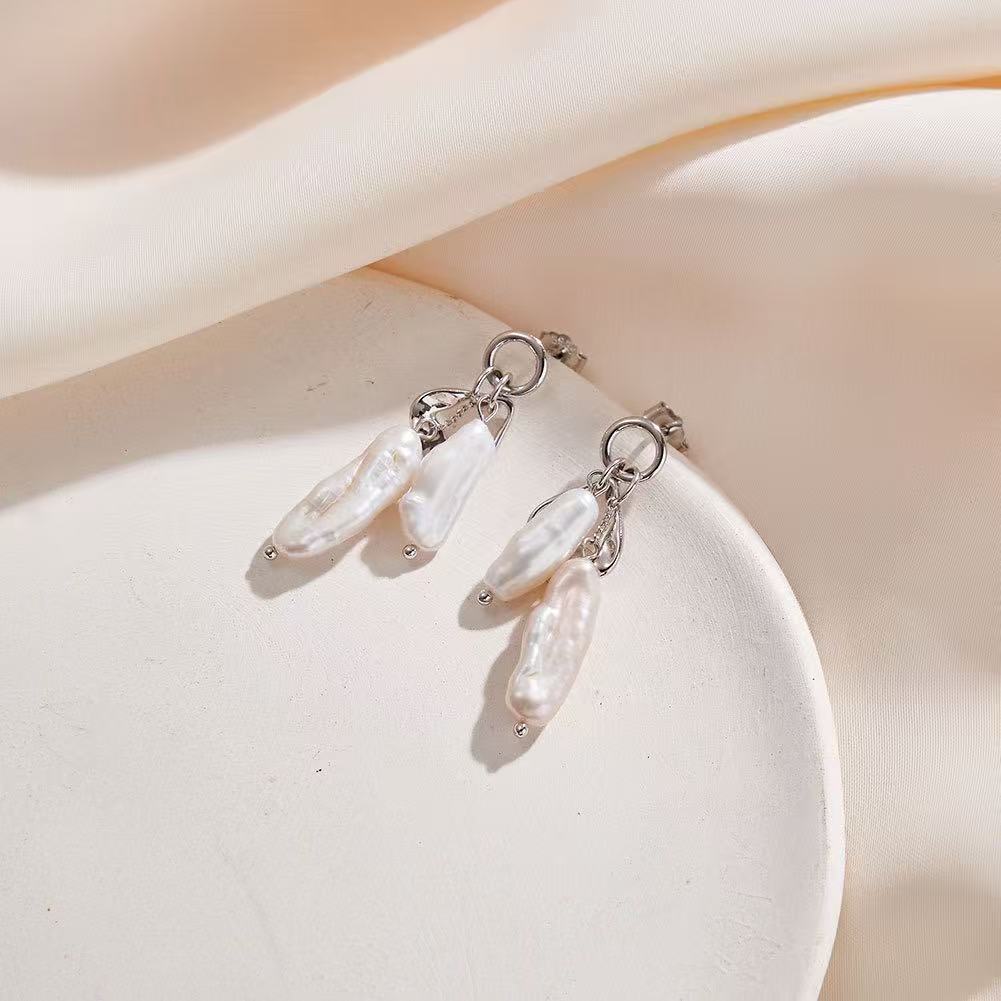 Baroque Pearl Drop Earrings – Sterling Silver or Gold Plated