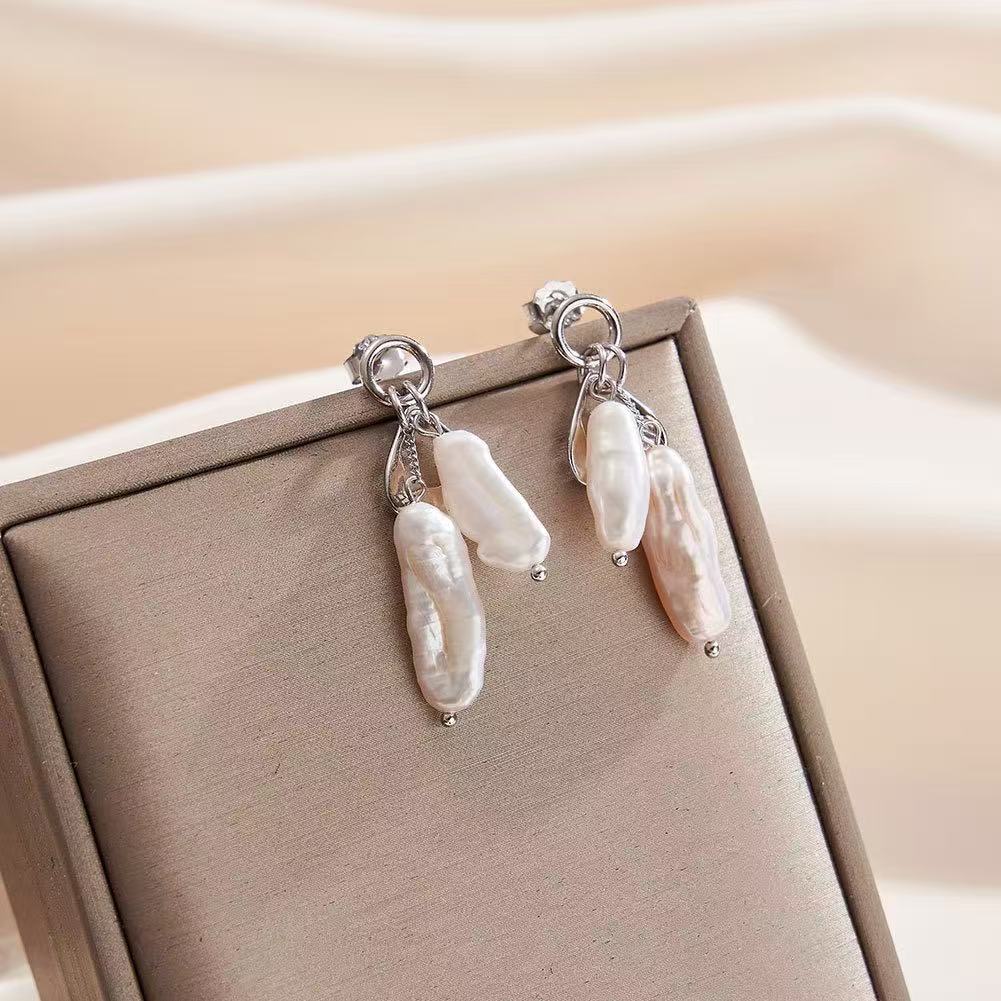 Baroque Pearl Drop Earrings – Sterling Silver or Gold Plated