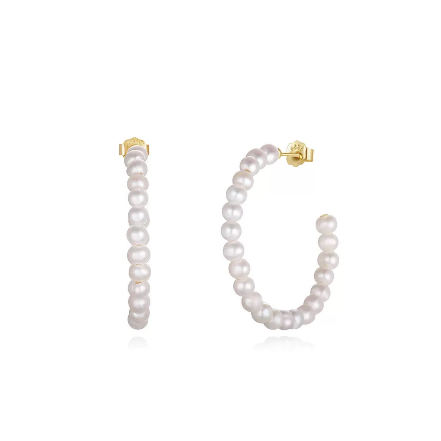 Classic Pearl Hoop Earrings – Natural Freshwater Pearls & Sterling Silver