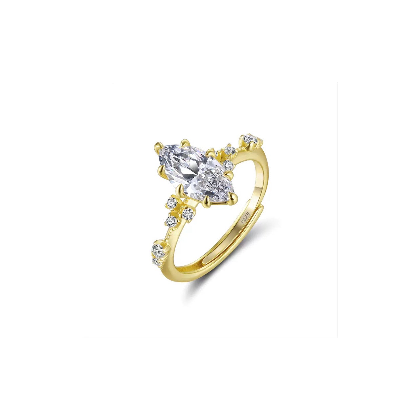 Marquise Sparkle Ring – Gold Vermeil & Brilliant-Cut Gemstones