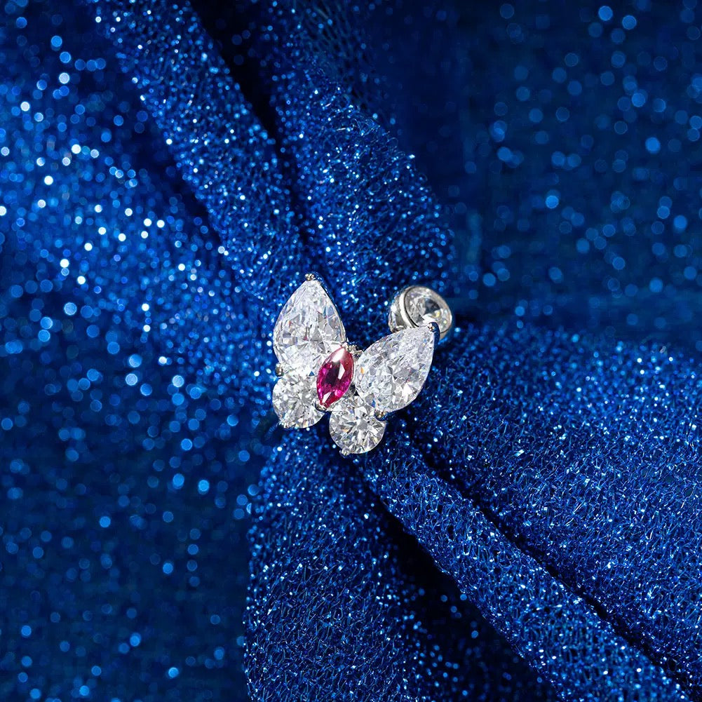 Ruby Butterfly Ring – Sterling Silver & Brilliant-Cut Gemstones
