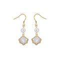 Seashell Pearl Line Drop Charm Earrings product photo by Starlight