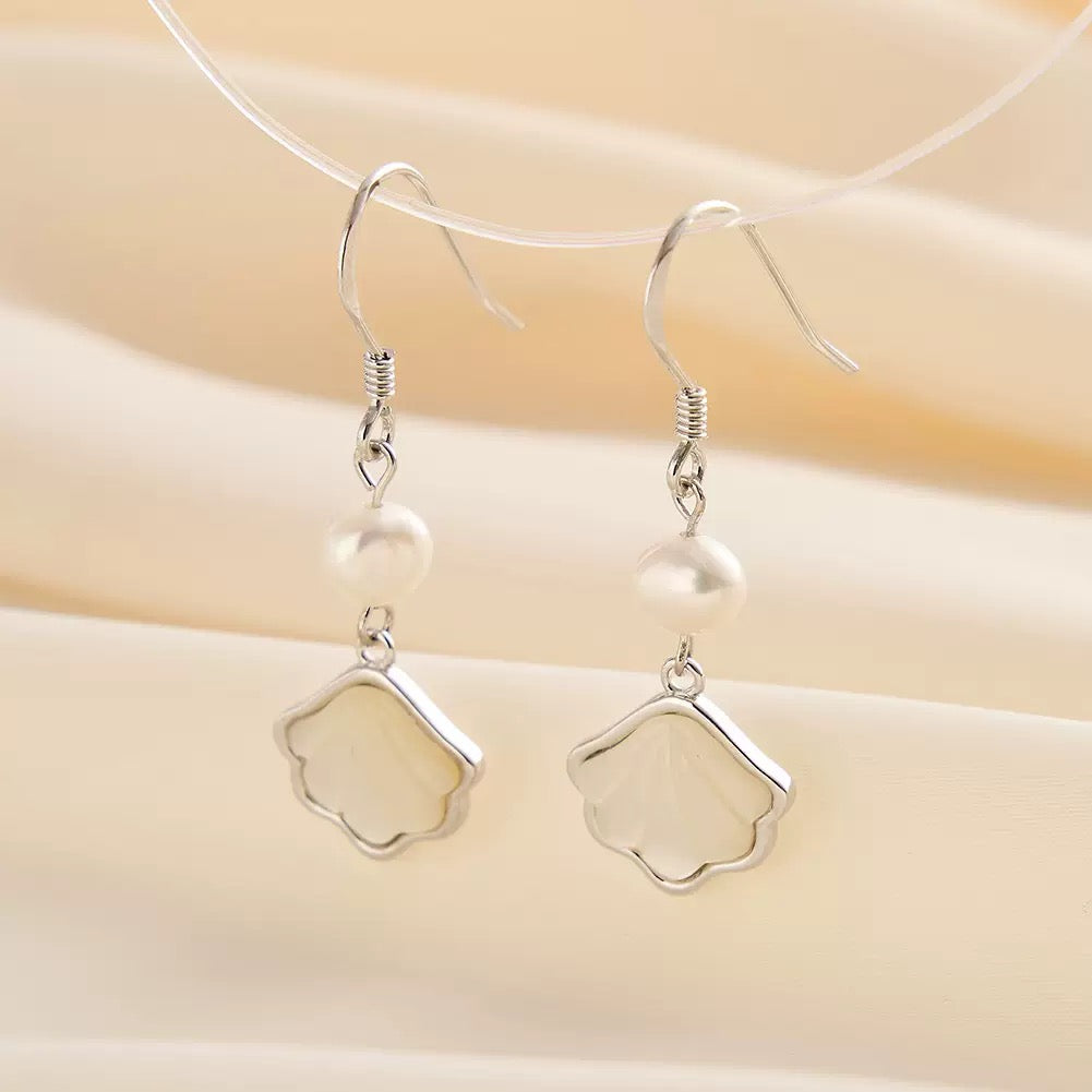 Petal Blossom Freshwater Pearl Dangle Earrings