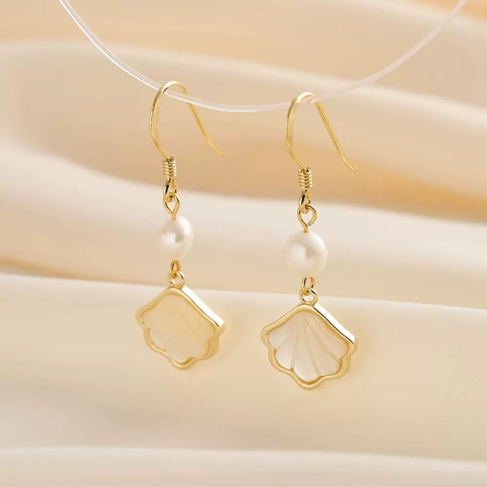 Petal Blossom Freshwater Pearl Dangle Earrings