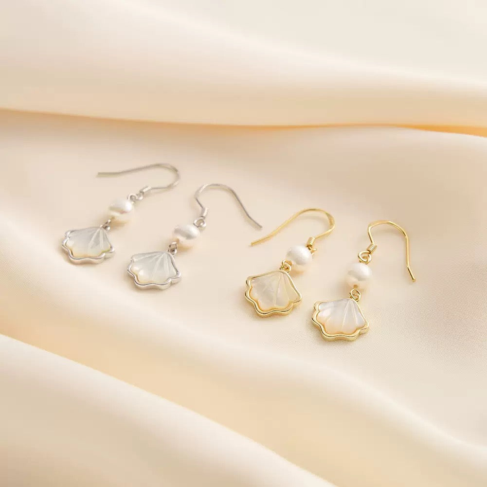 Petal Blossom Freshwater Pearl Dangle Earrings