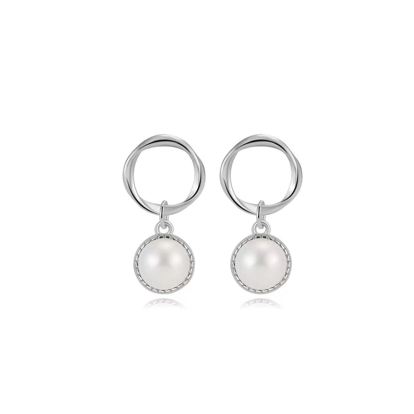 Elegant Luxe Circle Pearl Drop Earrings