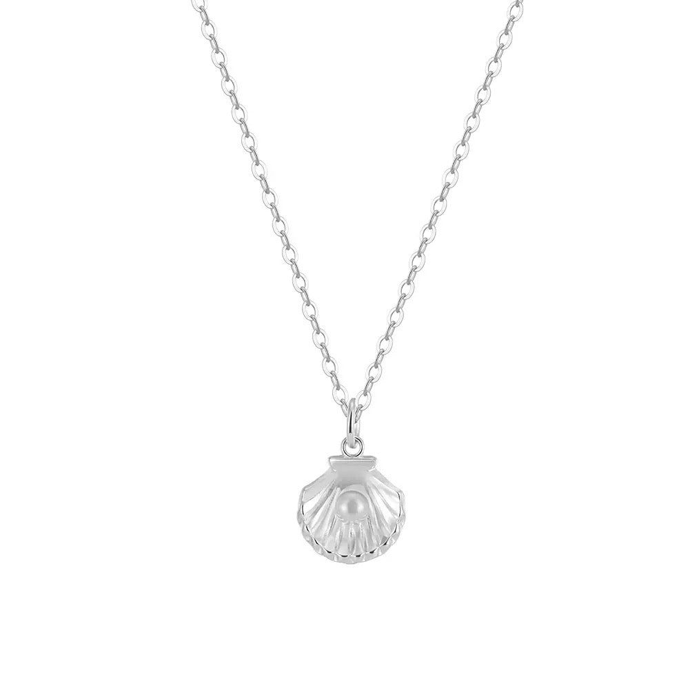 Seashell Baroque Pearl Necklace – 925 Sterling Silver Gold-Plated