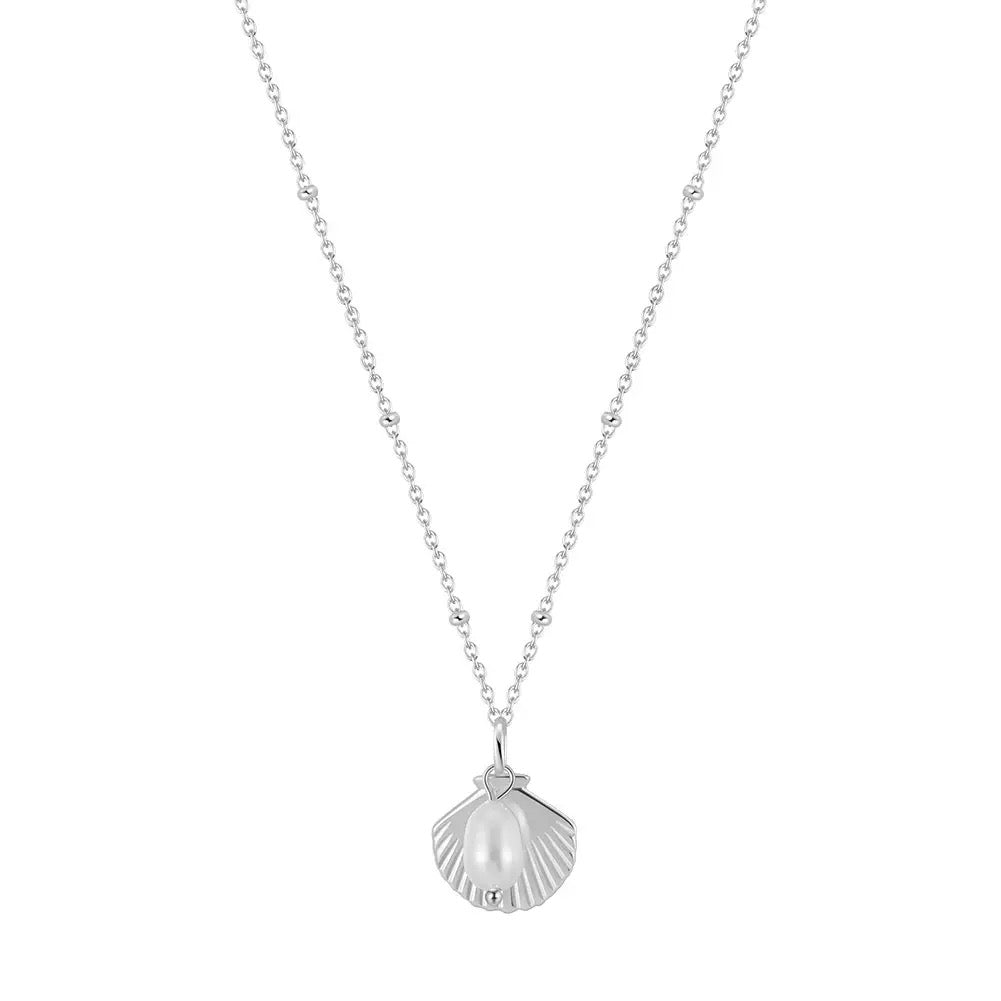 Seashell Natural Pearl Necklace – 925 Sterling Silver Gold-Plated