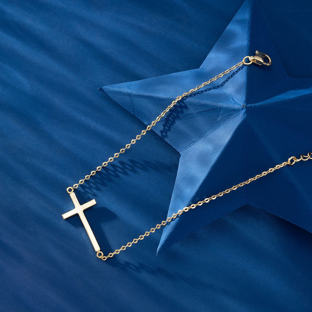 Minimal Cross Chain Bracelet – 925 Sterling Silver, Gold Plated