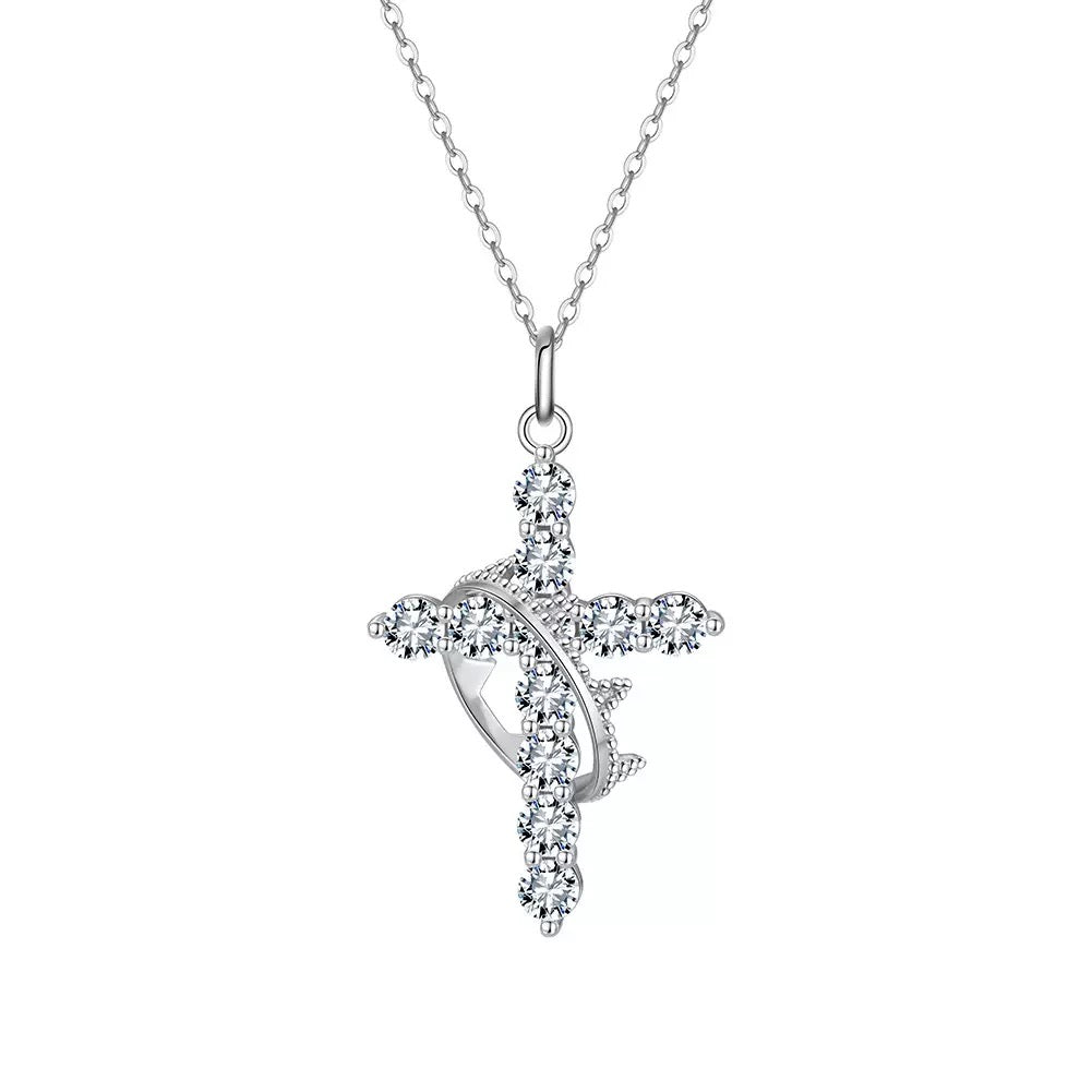 Halo Cross Pendant Necklace – 925 Sterling Silver, Gold Plated
