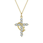 Halo Cross Pendant Necklace with zircon halo detail