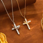 Halo Cross Pendant Necklace Pendant Necklaces