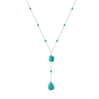 Turquoise Double Drop Y Necklace close-up view