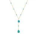 Turquoise Bead & Double Drop Y Necklace – 925 Sterling Silver, Gold Plated