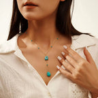 Turquoise Double Drop Y Necklace detail view