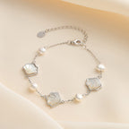 Mother of Pearl Shell Bracelet, Coastal Charm Bracelet, Summer Beach Jewelry