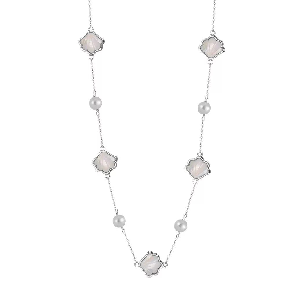 Shell Mother-of-Pearl & Freshwater Pearl Station Necklace