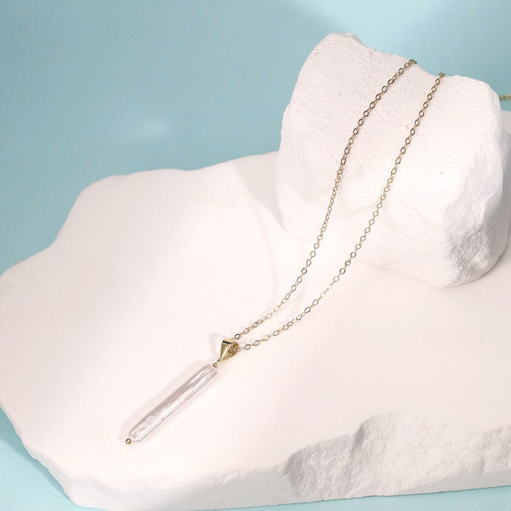 Long Stick Freshwater Pearl Pendant Necklace – 925 Sterling Silver, Gold Plated