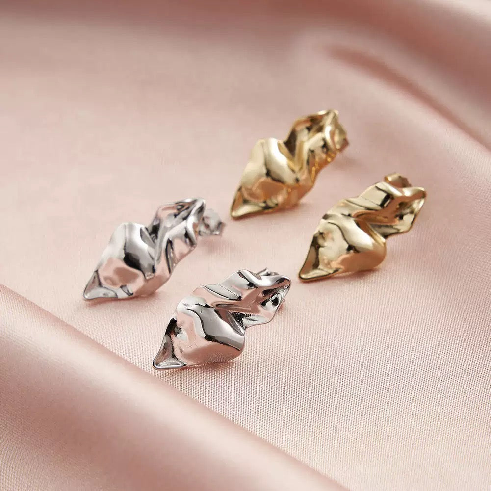 Golden Wave – Sculptural 925 Sterling Silver/Gold Plated Earrings