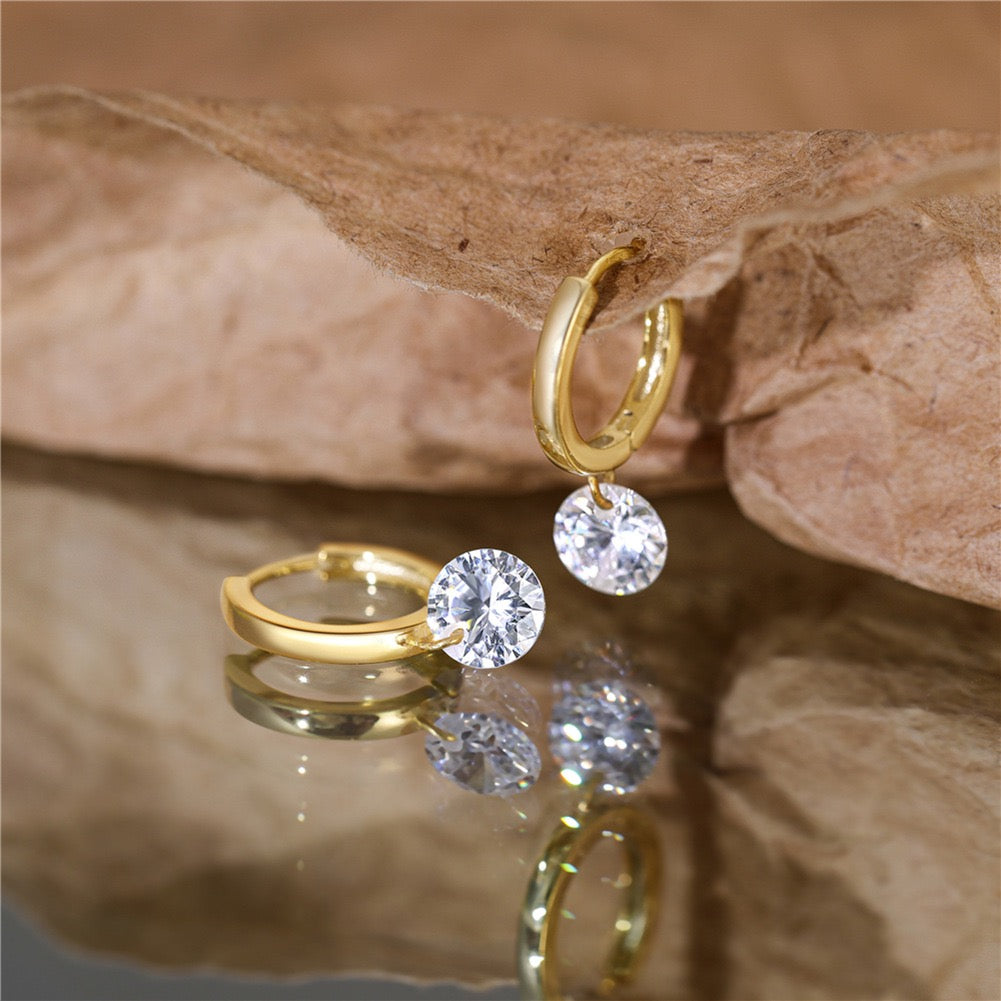 Radiant Spark Drop Hoop Earrings – 925 Sterling Silver