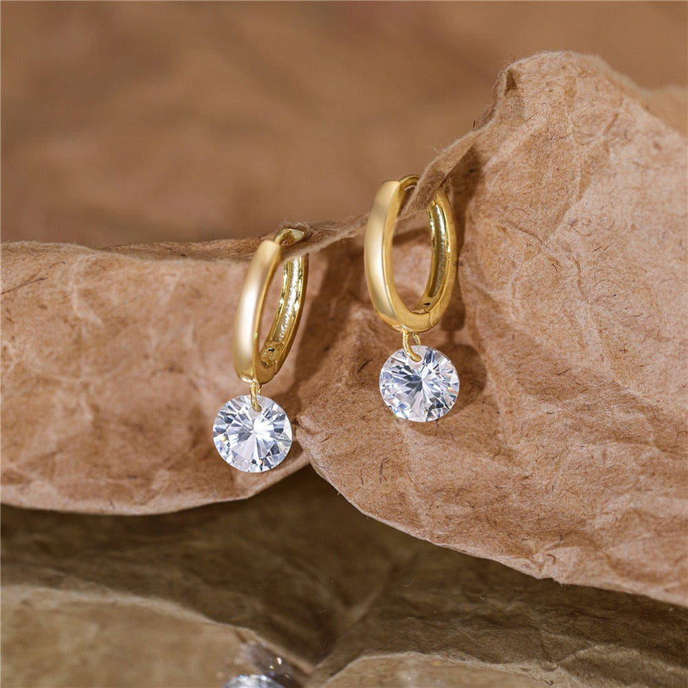 Radiant Spark Drop Hoop Earrings – 925 Sterling Silver