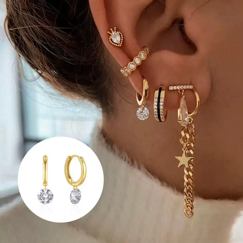 Radiant Spark Drop Hoop Earrings – 925 Sterling Silver