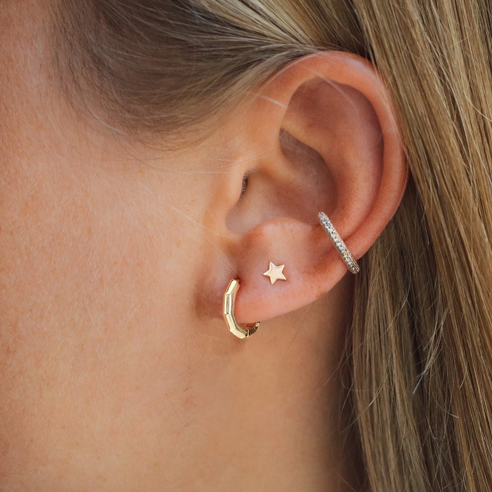 Golden Edge Hoop Earrings – 925 Sterling Silver