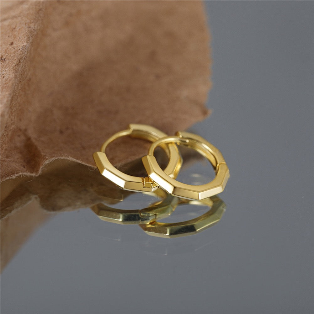 Golden Edge Hoop Earrings – 925 Sterling Silver