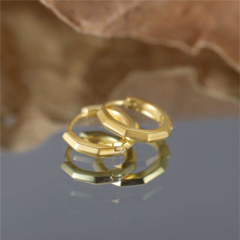 Golden Edge Hoop Earrings – 925 Sterling Silver