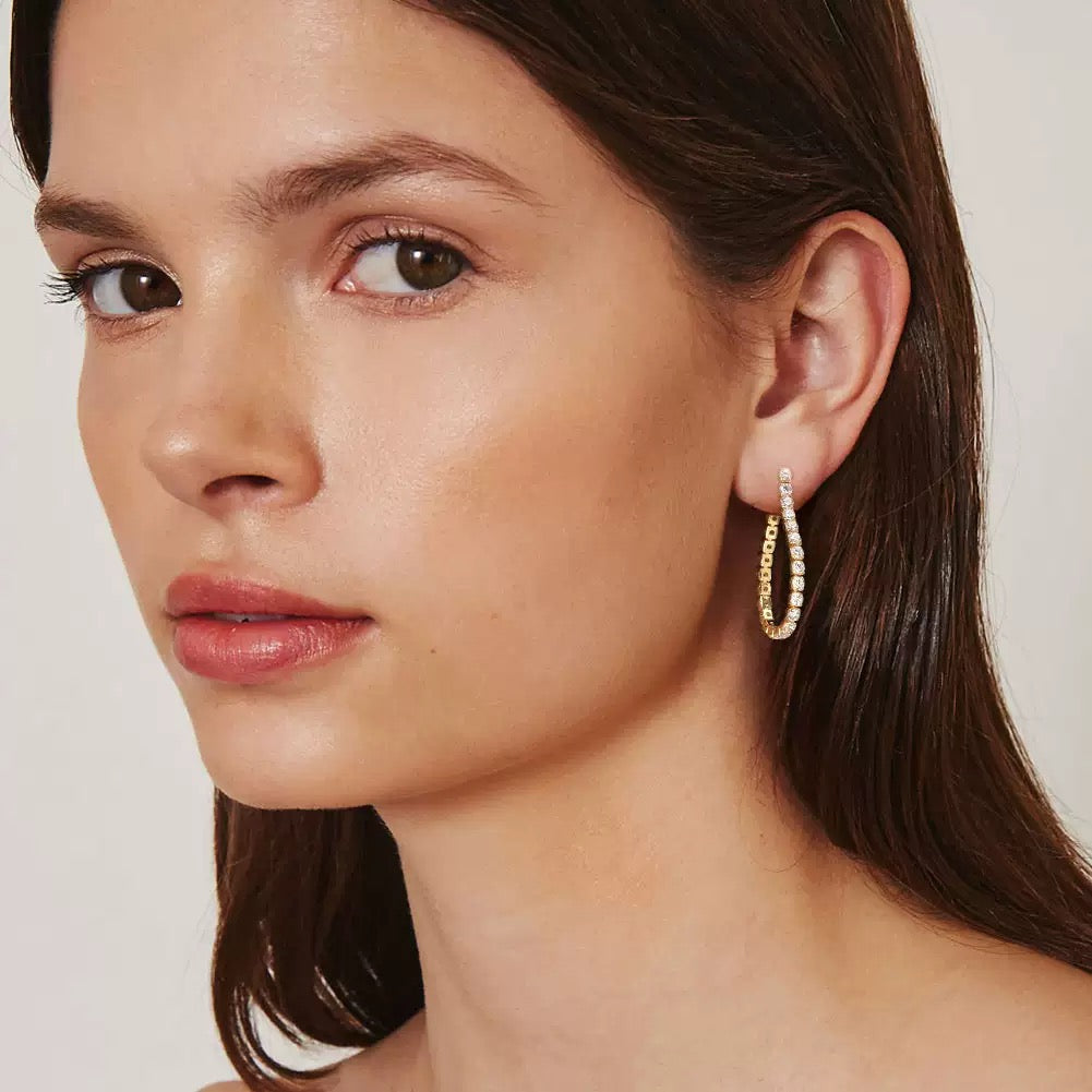 Golden Halo Hoop Earrings – 925 Sterling Silver