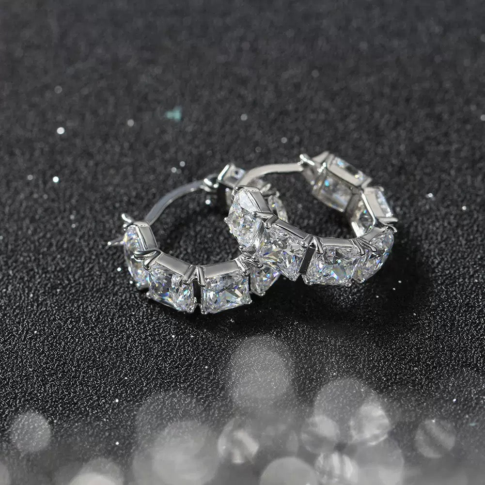 Radiant Cube Hoop Earrings – 925 Sterling Silver
