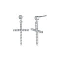 Sparkling Cross Drop Earrings – 925 Sterling Silver