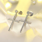 Cross Line Drop Earrings Dangle & Drop Earrings