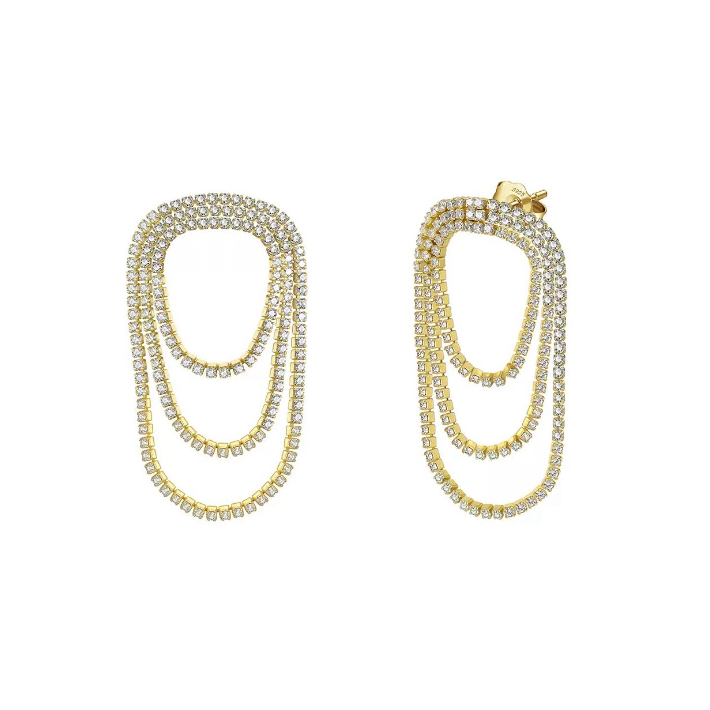 Golden Loop Layered Earrings – 925 Sterling Silver