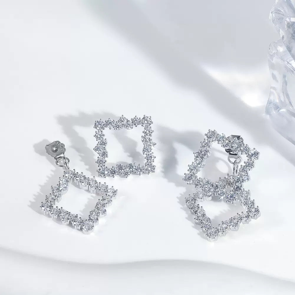 Geometric Cluster Earrings – 925 Sterling Silver