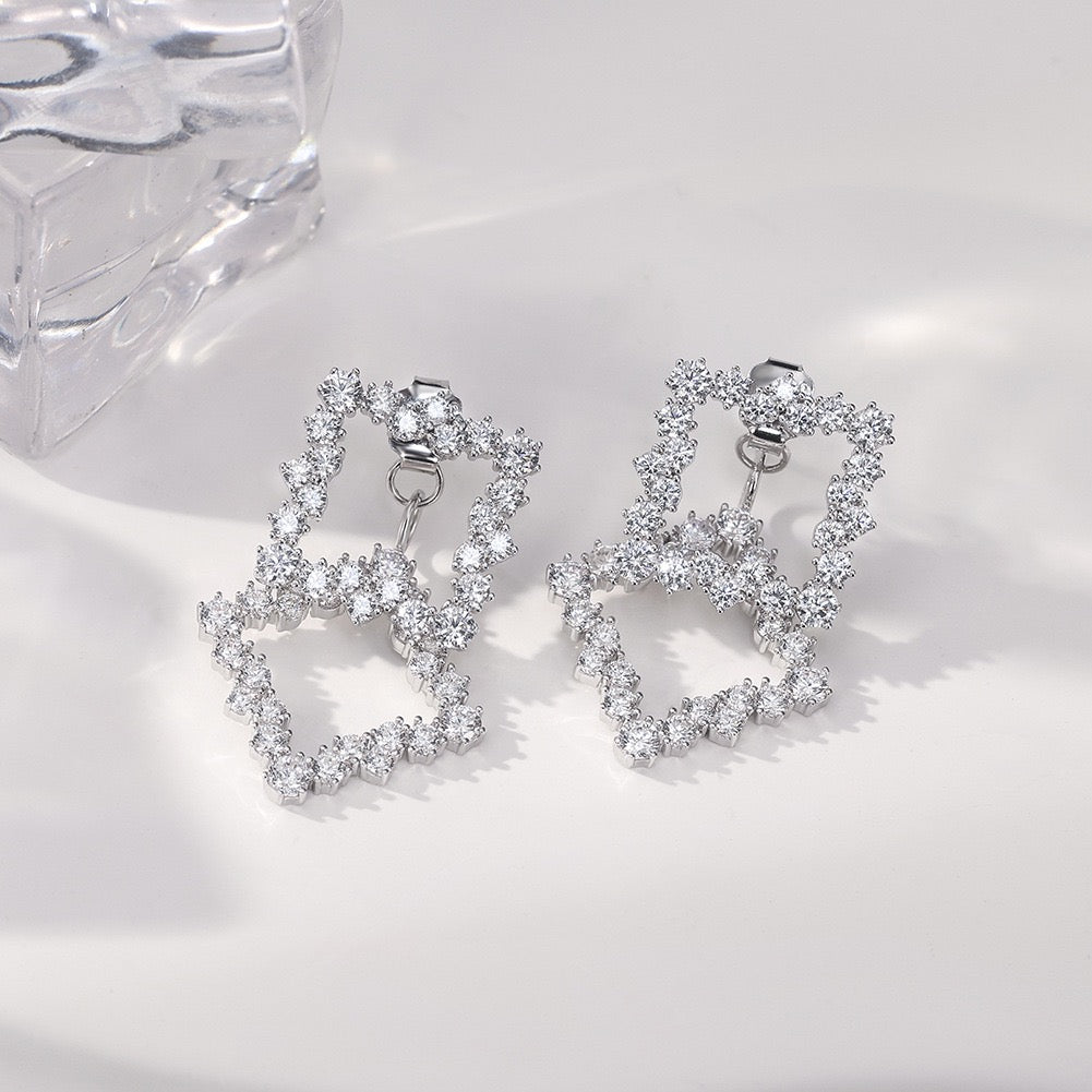 Geometric Cluster Earrings – 925 Sterling Silver