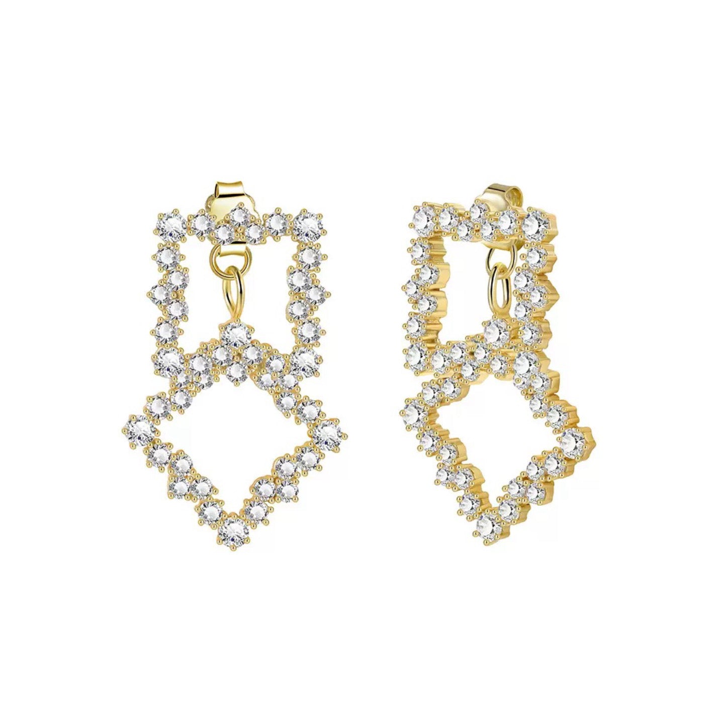 Geometric Cluster Earrings – 925 Sterling Silver