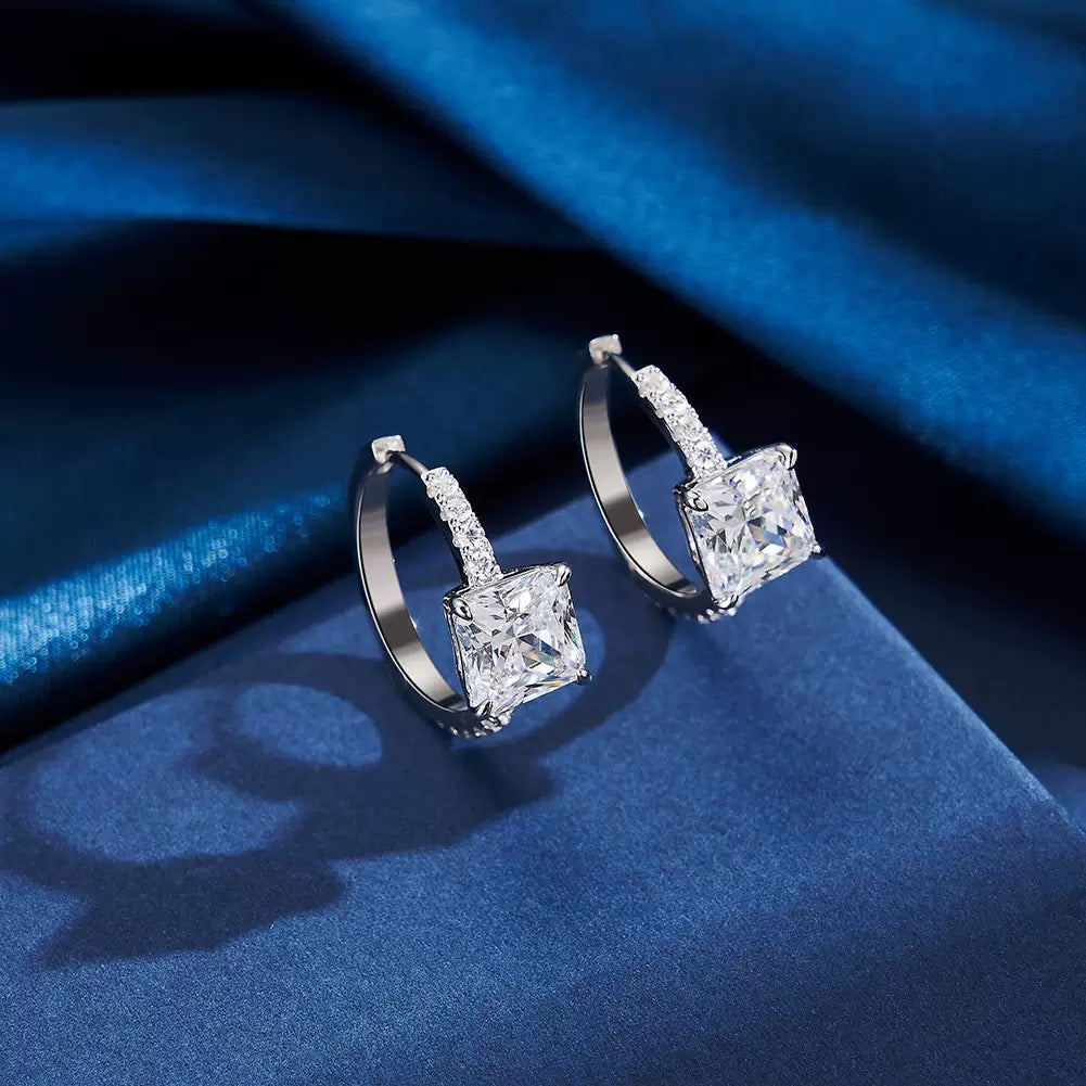 Sparking Square Hoop Earrings – 925 Sterling Silver